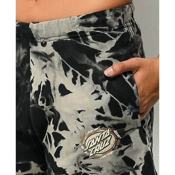 Santa Cruz Black Marbled Tie Dyed Mini Sweat Shirts. Medium. Pockets! - Picture 3 of 8
